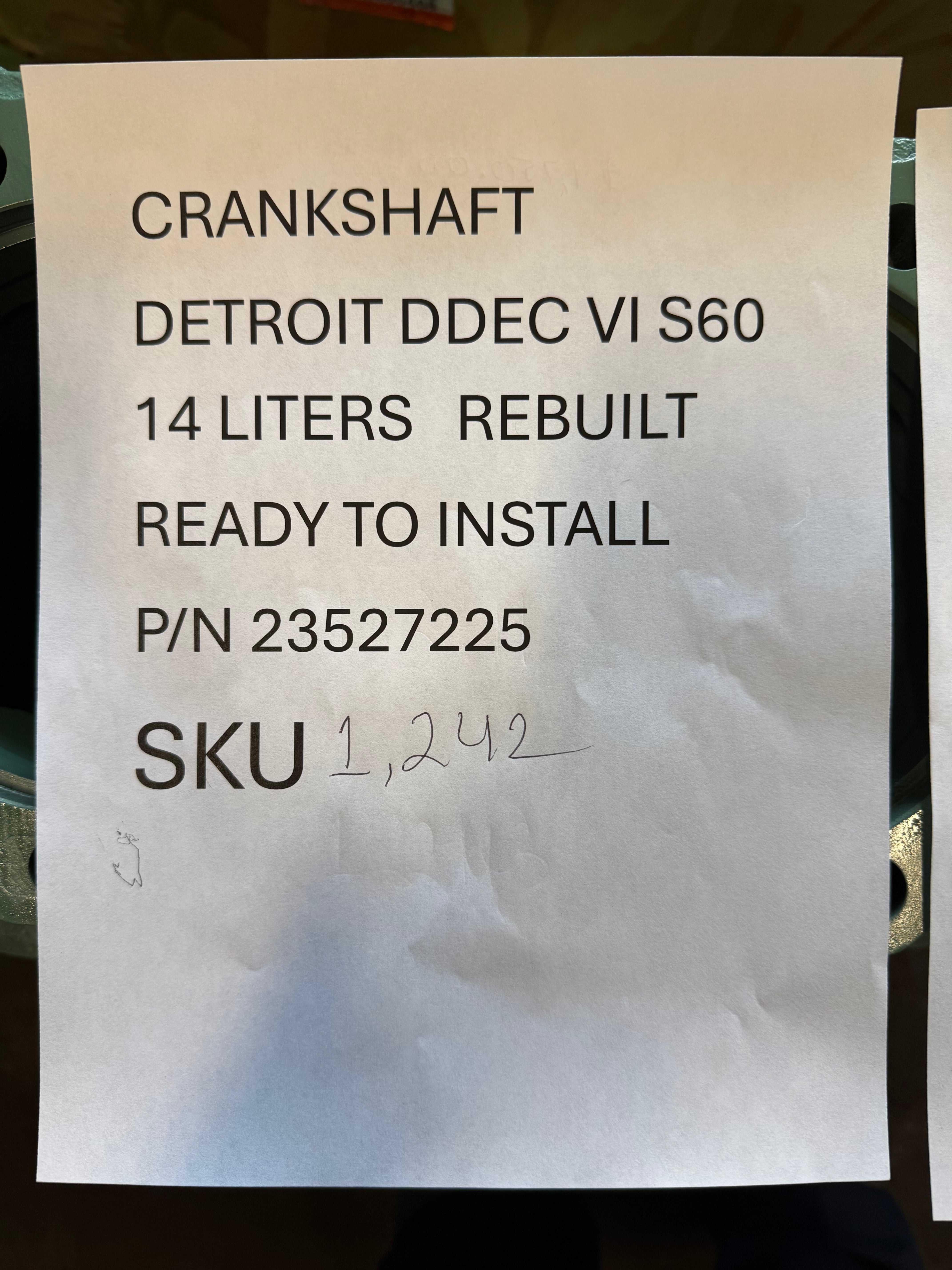USED | ENGINE CRANKSHAFT DETROIT 14 LITERS DDEC VI S60 REBUILT READY TO INSTALL | SKU1,242
