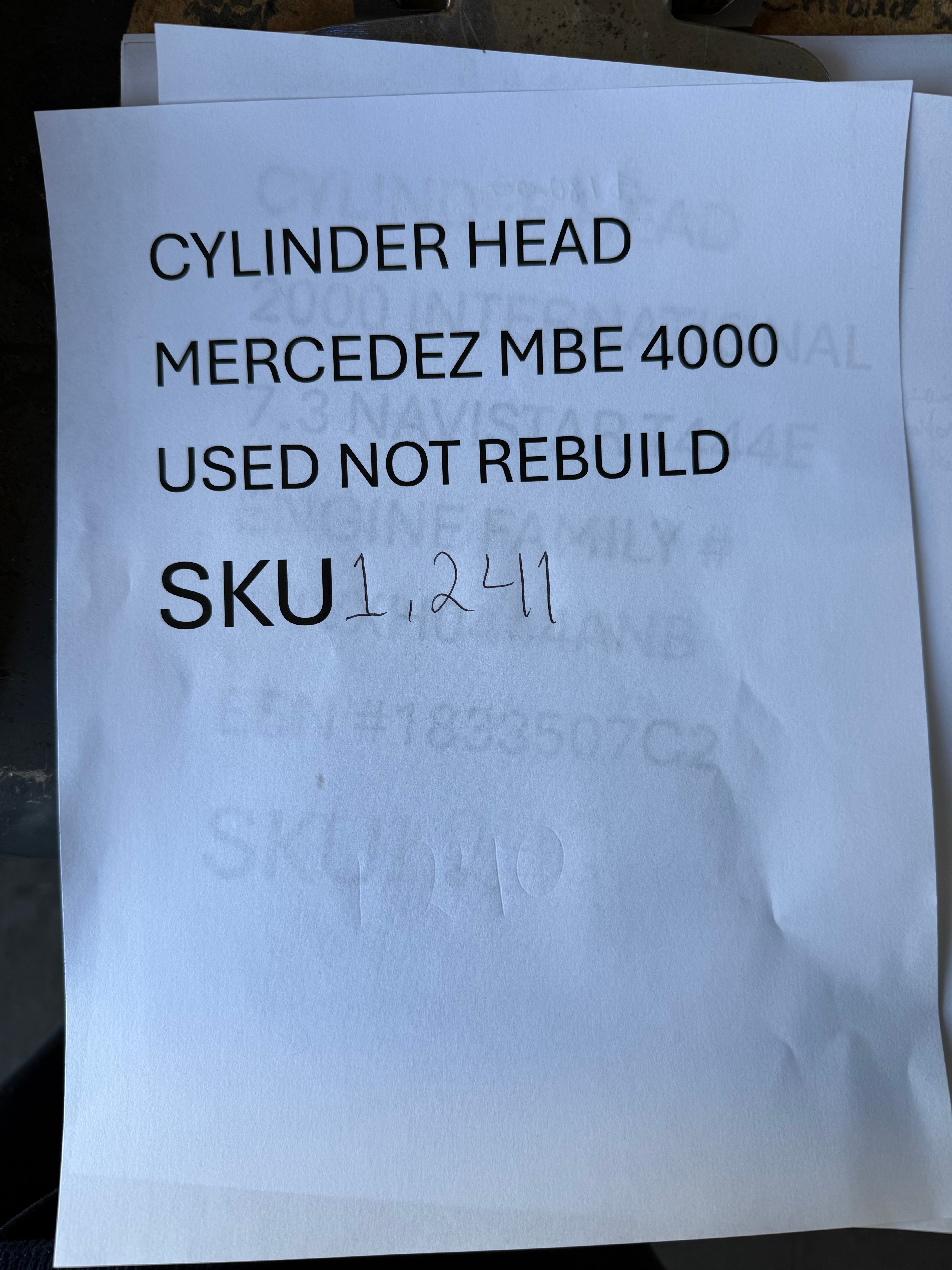 USED ENGINE CYLINDER HEAD MERCEDES MBE 4000 NOT REBUILD | SKU1,241